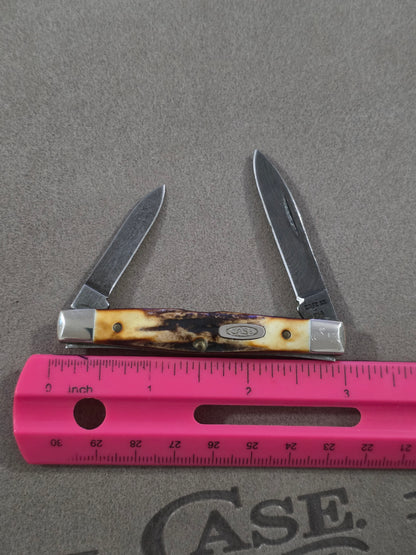1989 Case XX Stag Pen Knife 52042 with Damascus Steel