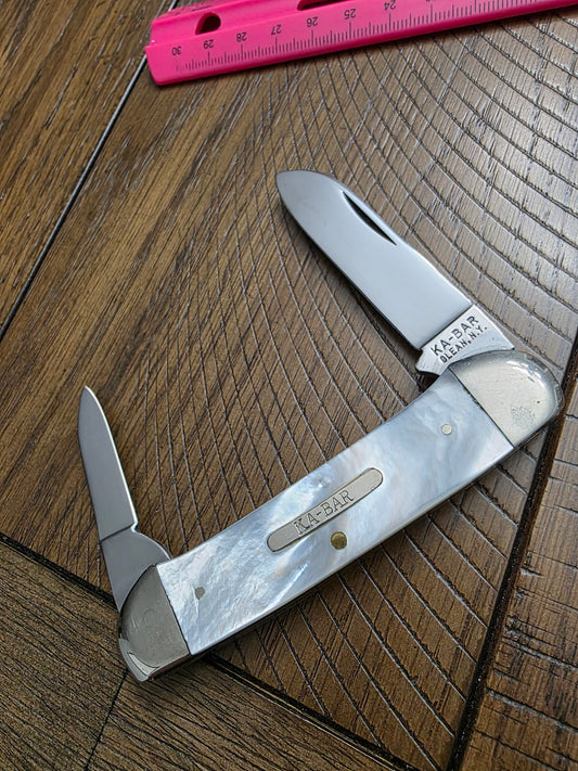 KA-BAR Mother of Pearl Canoe with Bar shield Olean,N.Y.