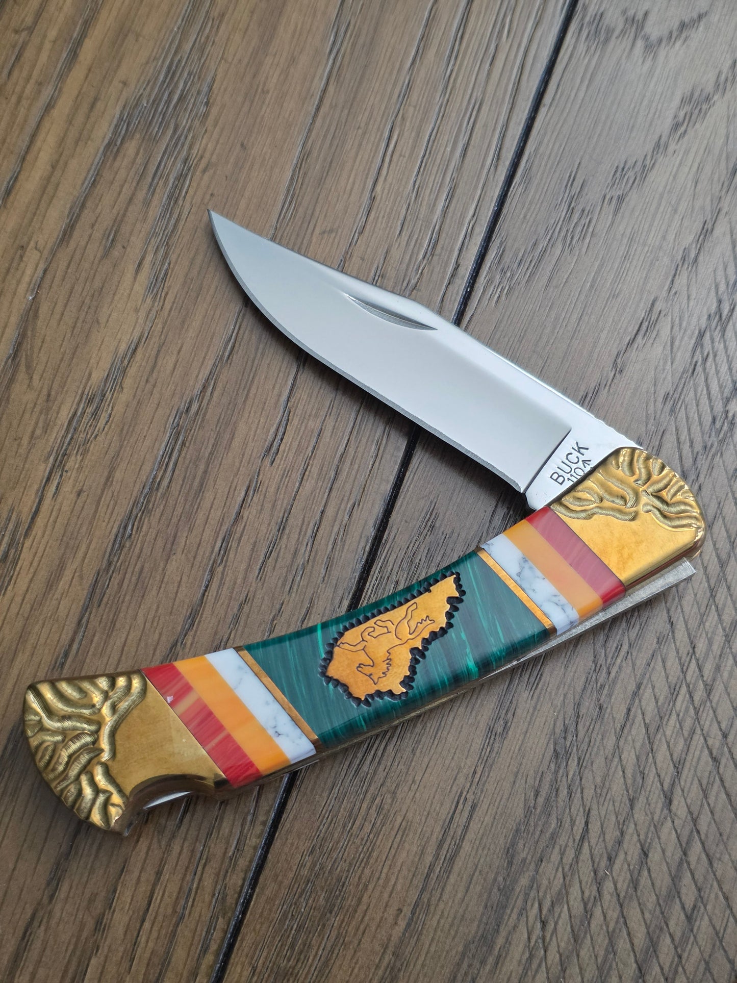 2008 Buck 110 USA BRIAN YELLOW HORSE Custom with Kentucky Shield 27/50