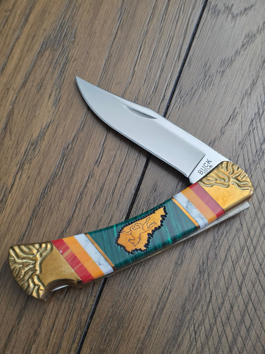 2008 Buck 110 USA BRIAN YELLOW HORSE Custom with Kentucky Shield 27/50