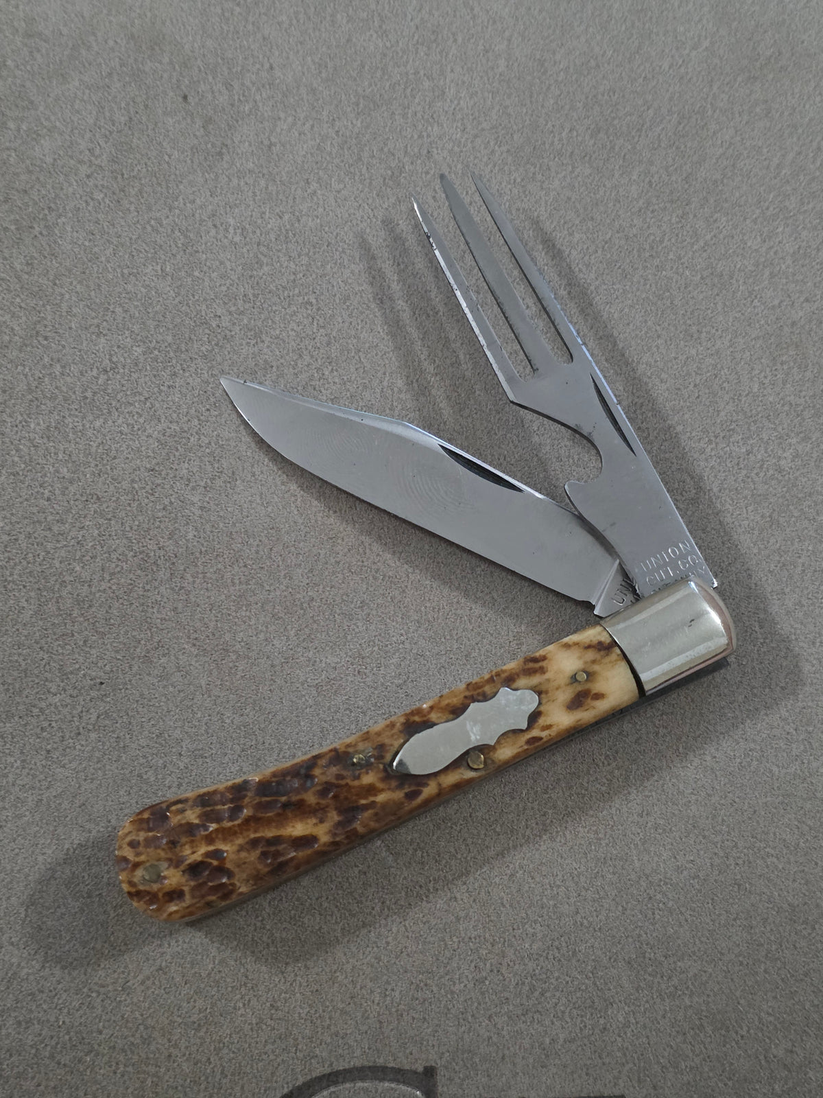 1911 - 1951 Union Cut 2 Blade Hobo Knife Stag Handle Olean, NY