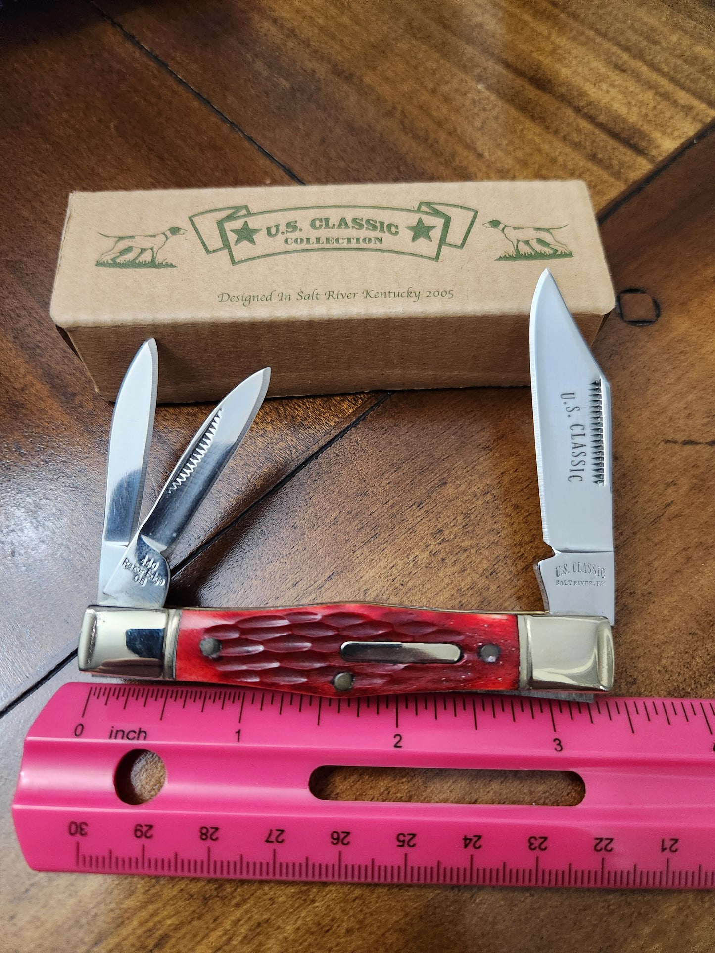 US Classic Whittler Red Jig Bone Pocket Knife Salt River KY - 019RD