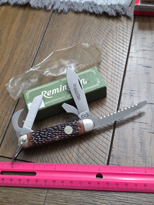 Remington USA Camp Knife with Brown Jigged Delrin NIB