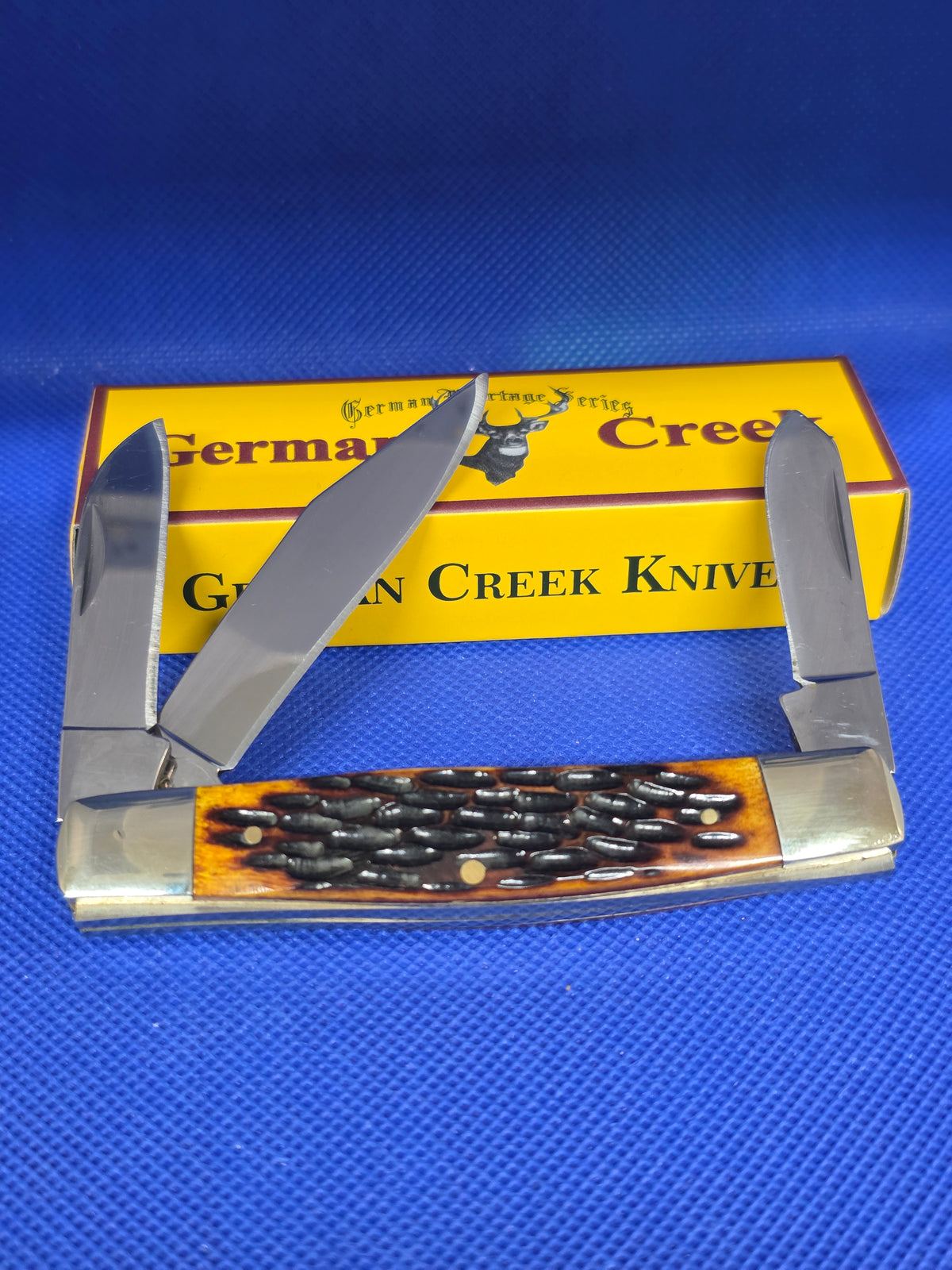 GERMAN CREEK 3 3/4" Stockman - Mountain Honey Bone Jigged Handle 62MTH