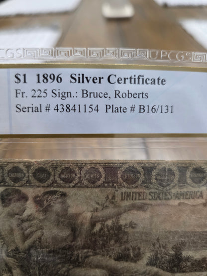 1896 $1 Silver Certificate VG10 Series B FR. 225 Sign.: Bruce, Roberts