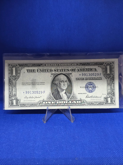 1935 Series F $1 Dollar Silver Certificate Blue Seal Star Note VF condition