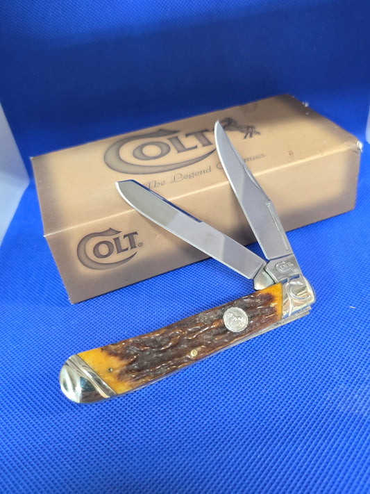 Colt Brown Bone Stag Trapper CT212 Vintage Discontinued