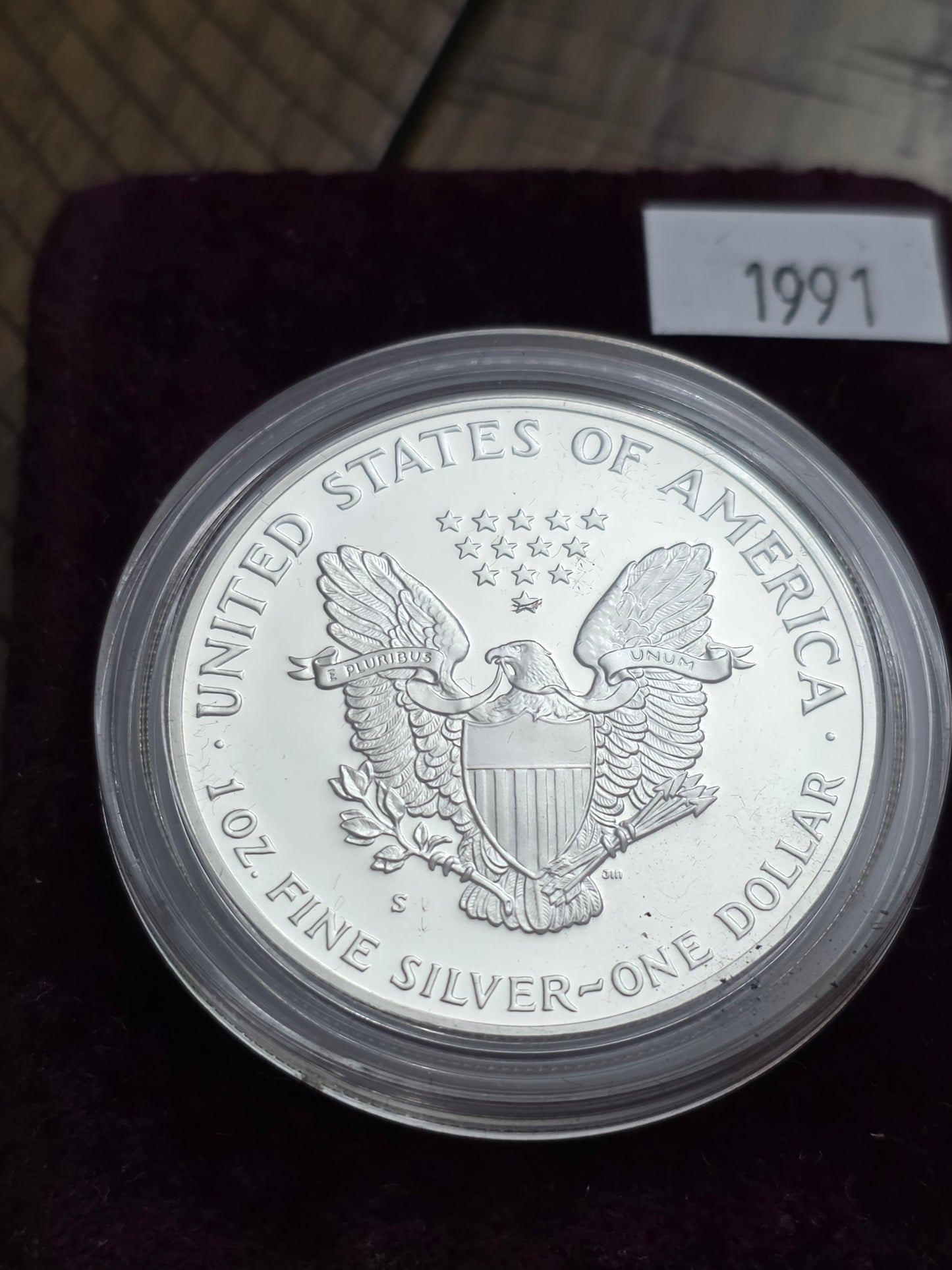 1991 SAE Proof Silver American Eagle $1 New in velvet box