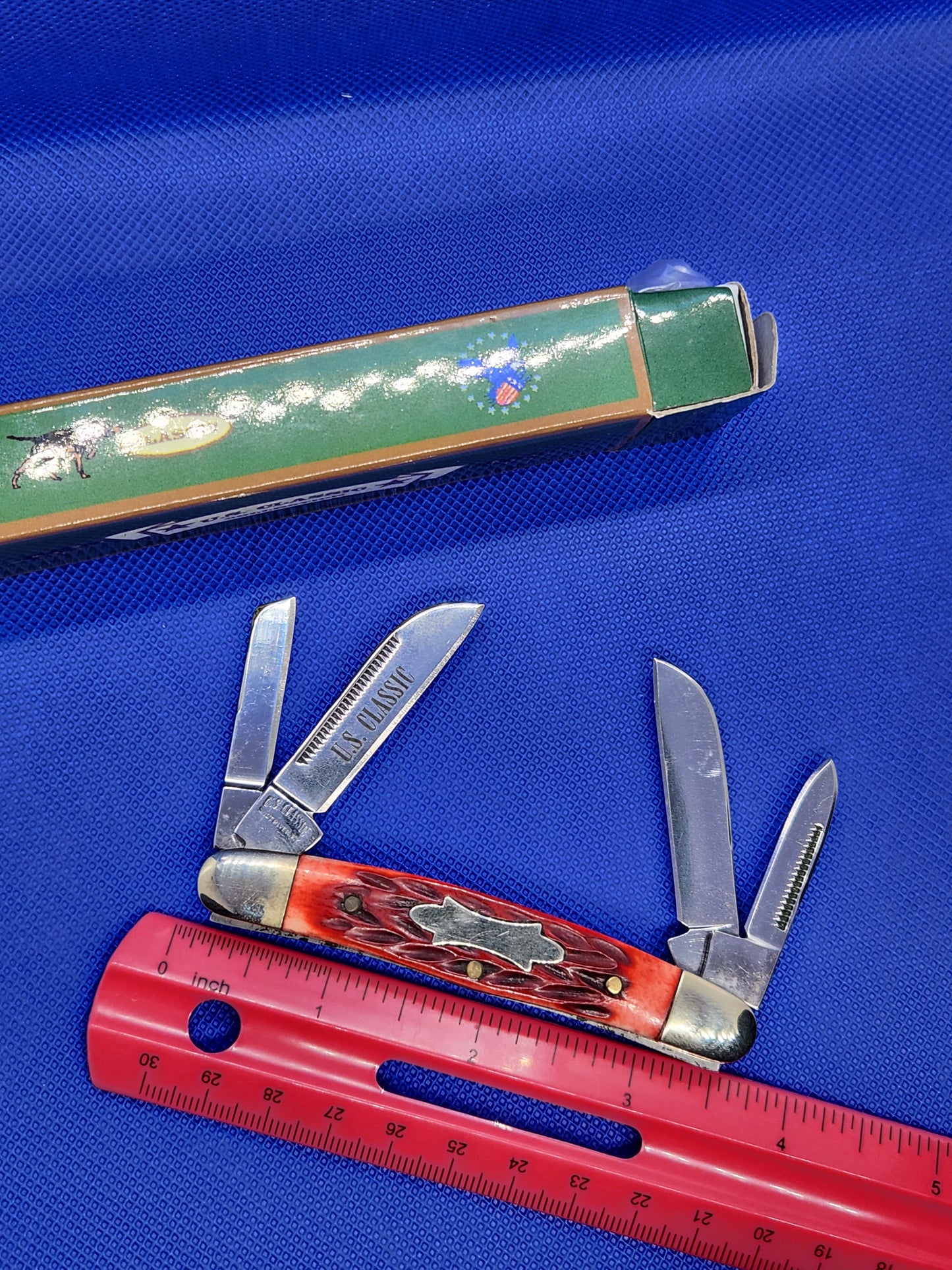 US Classic Congress Red Jig Bone Pocket knife EM2567014RD JIG