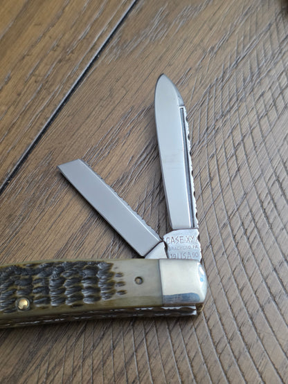 1990 Case XXX Green Rogers Jigged Bone 6488 Congress with File worked Springs and Spine