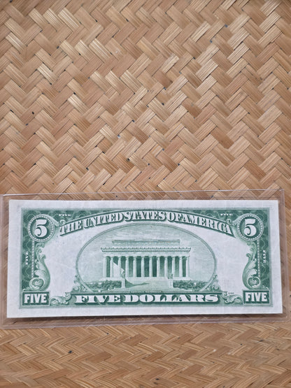 1934 Series A $5 Blue Seal Silver Certificate VF Condition