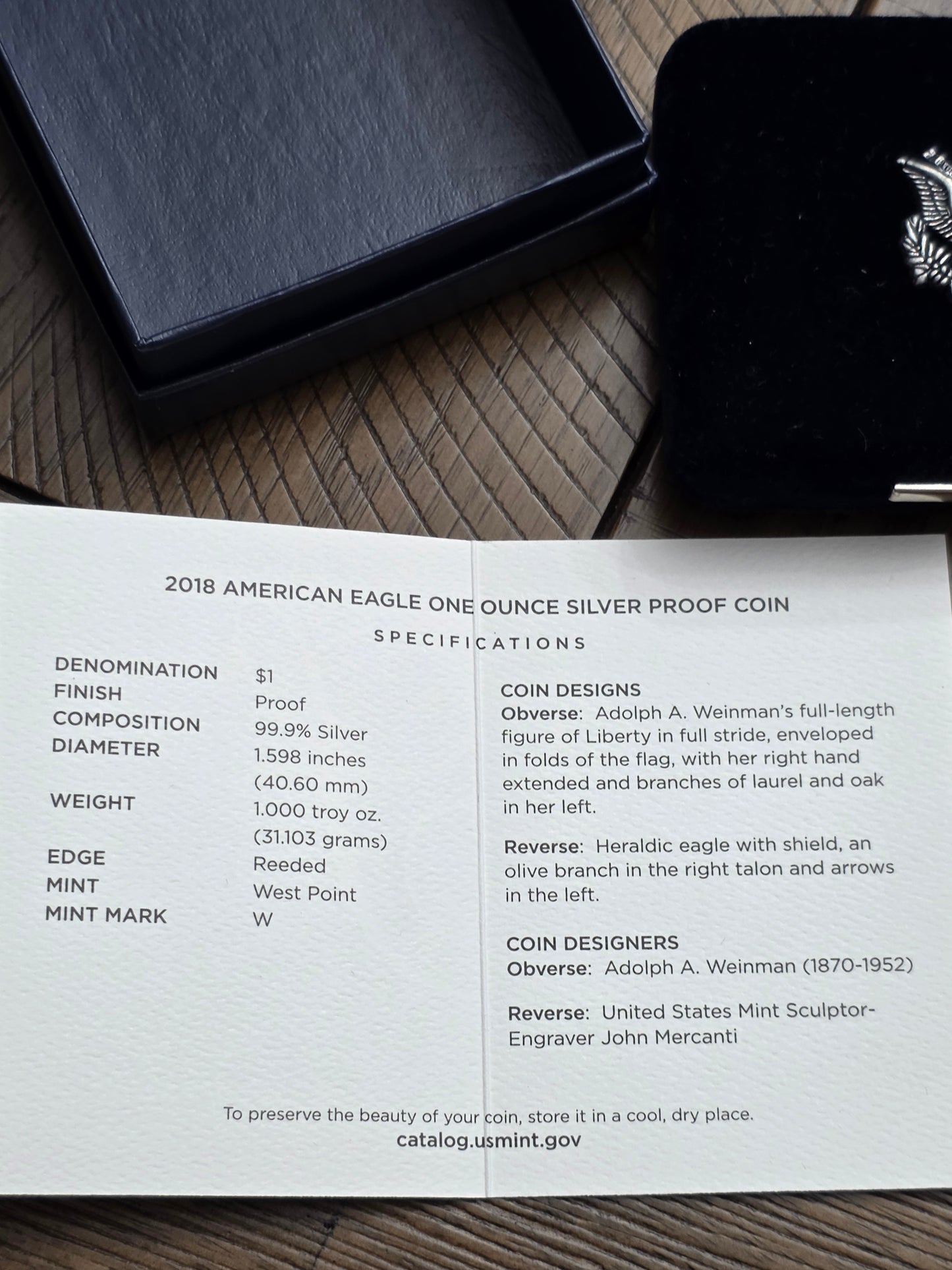 2018 SAE Proof Silver American Eagle $1 New in Box