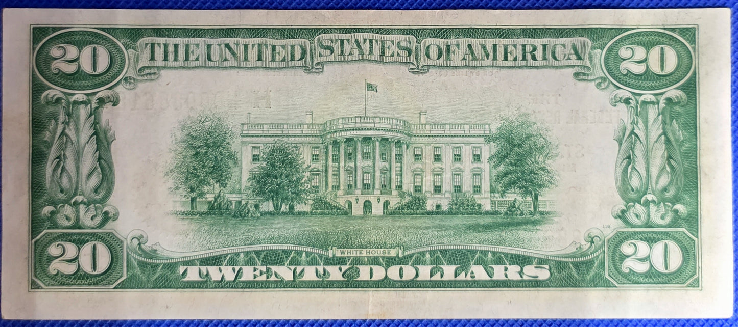 1929 $20 Federal Reserve Bank Note Saint Louis Missouri AU