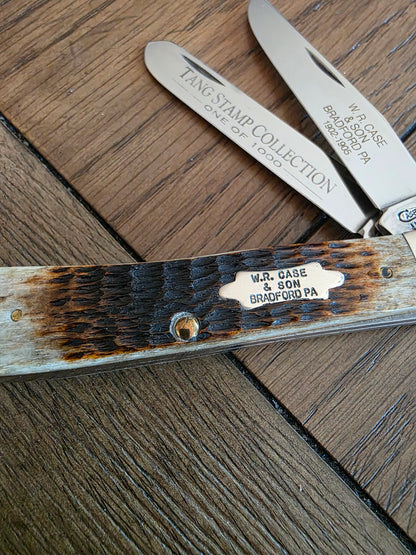 1998 Case XX Amber Bone Trapper 1 of 1000 Tang Stamp Collection No Box