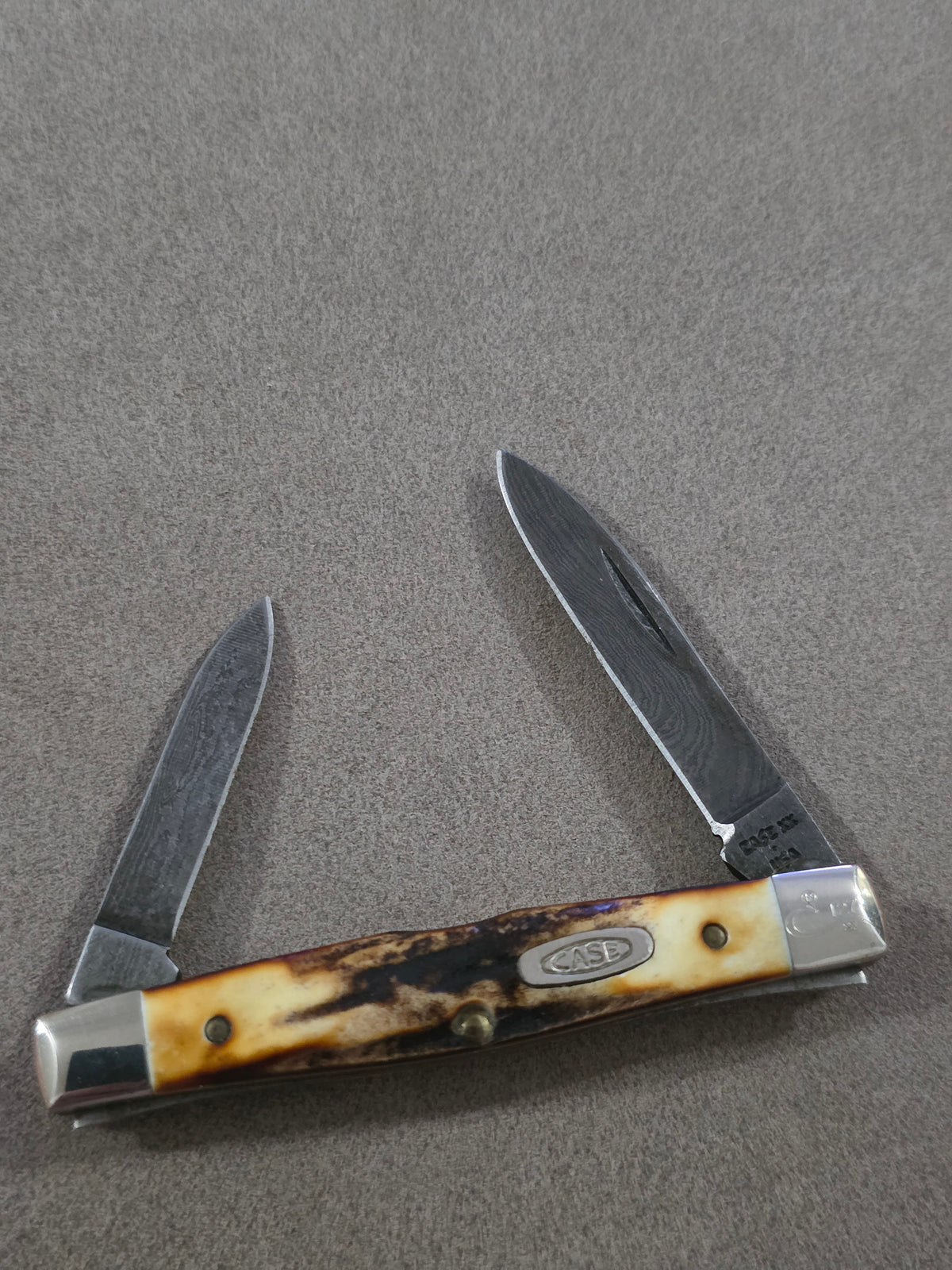 1989 Case XX Stag Pen Knife 52042 with Damascus Steel