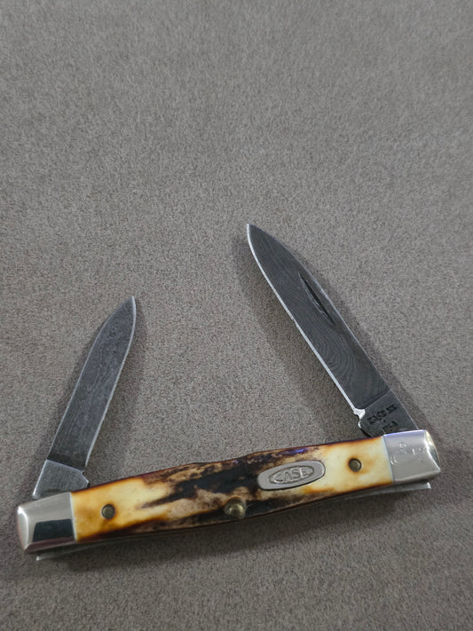 1989 Case XX Stag Pen Knife 52042 with Damascus Steel