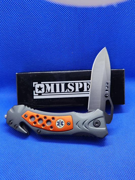Milspec USA Orange EMS Pocket Knife YC-S-8310-OR