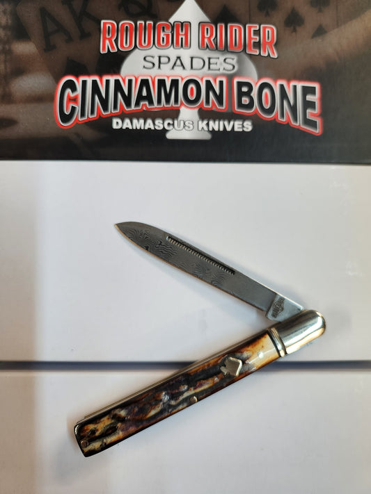 Rough Ryder Cinnamon Bone Damascus Doctor's Knife RR2526
