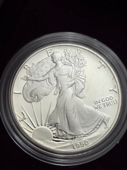 1990 SAE Proof Silver American Eagle $1 New in box m