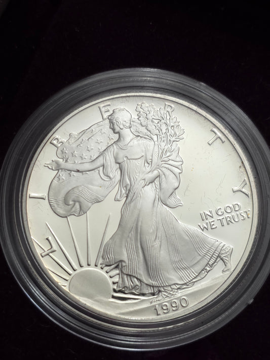 1990 SAE Proof Silver American Eagle $1 New in box m