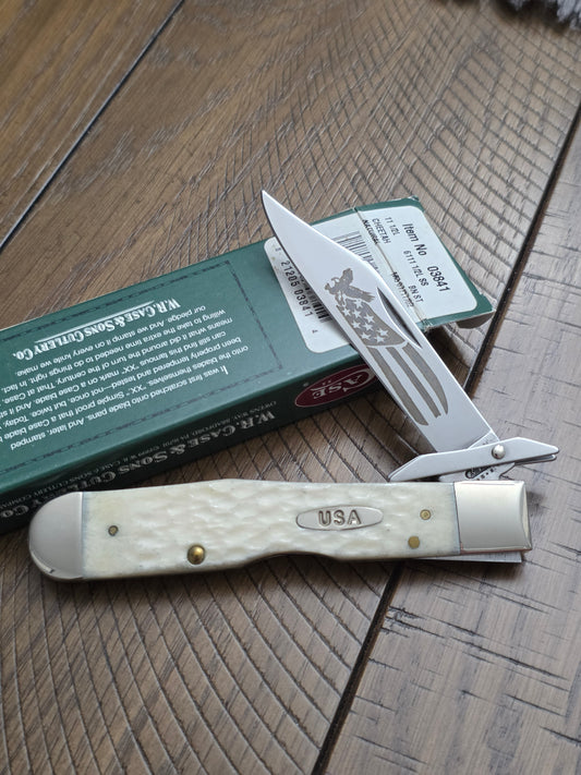 2002 Case XX Jig Natural Bone USA Etch Cheetah - 03841