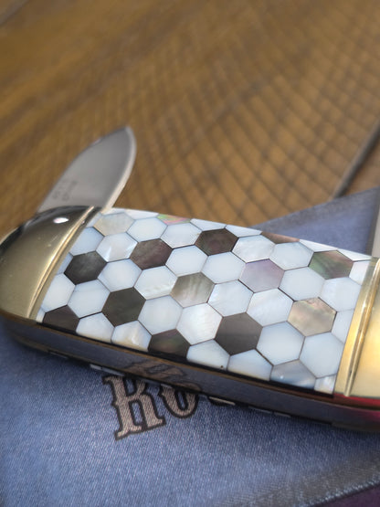 Rough Ryder - Honeycomb Mother of Pearl Baby Elephant Toe - Pocket Knife - RR816
