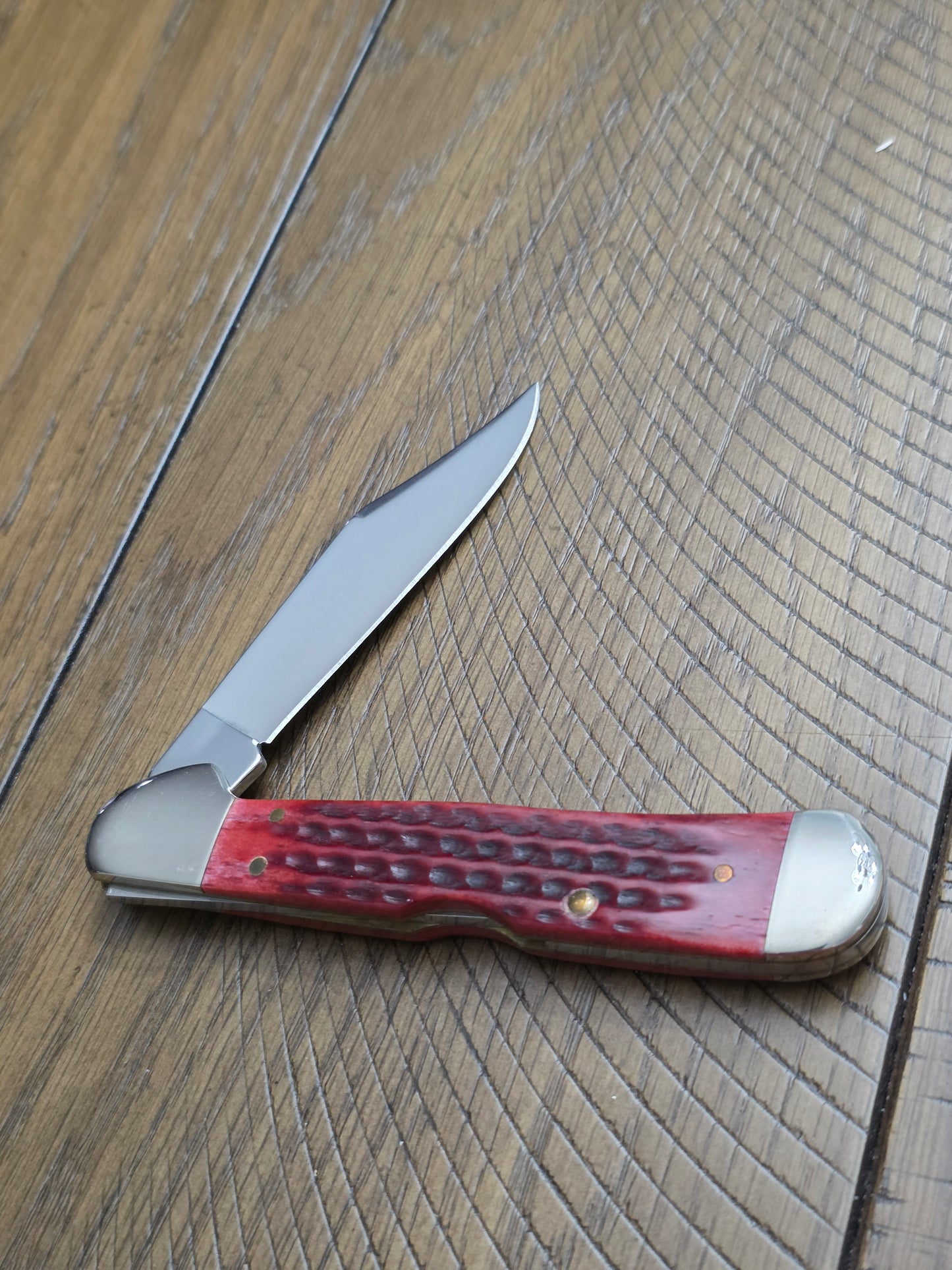 1999 Case XX Red Bone Pocketworn Copperlock Pearl Premiers 1 of 100 Abalone Shield
