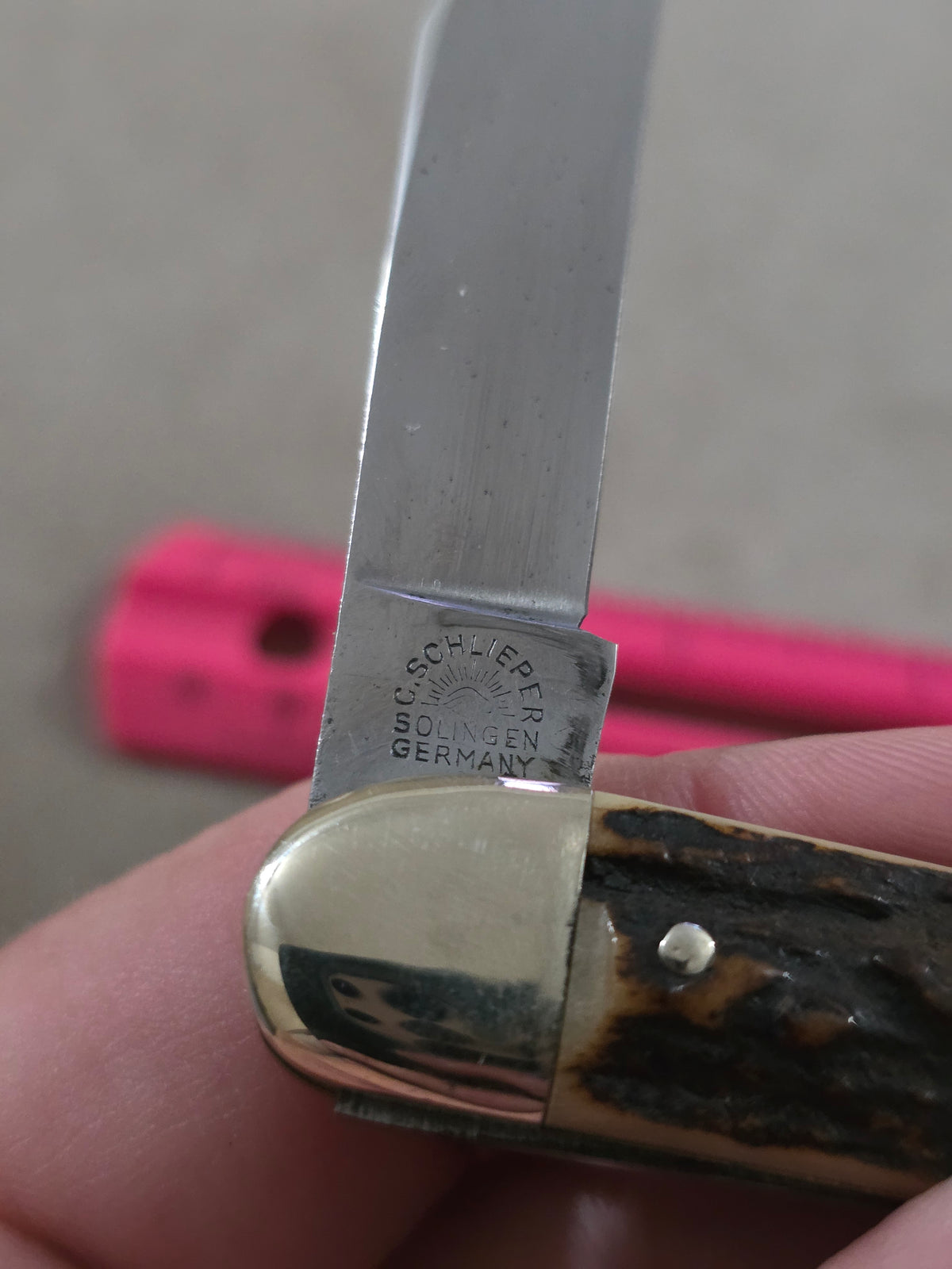 German Eye - Carl Schlieper Large Stag Toothpick 1980 TKCA Texas Knife Collector's