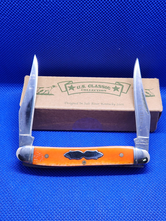 US Classic Smooth Orange Bone Muskrat knife