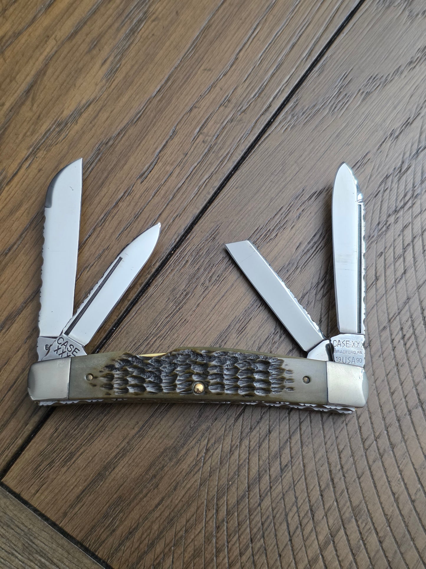 1990 Case XXX Green Rogers Jigged Bone 6488 Congress with File worked Springs and Spine
