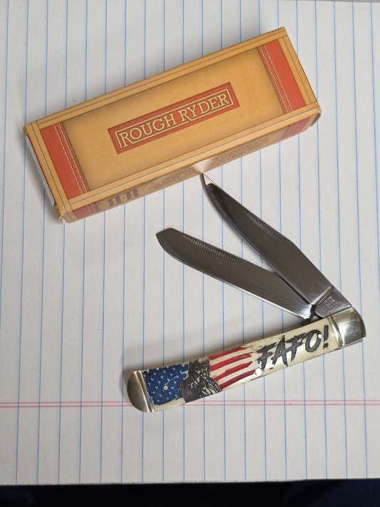 Rough Ryder 2026 Trump Knife FAFO Custom Etched RR22034W - FAFO