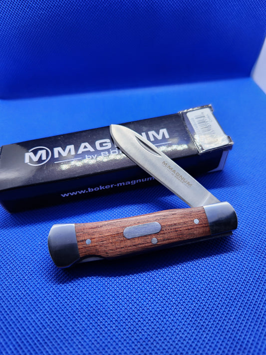 Boker Magnum Padre JR. Lockback Knife Wood Handle Rare Discontinued 01MB005
