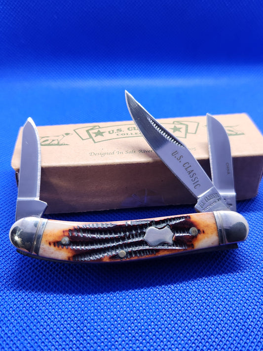 US Classic Small Stockman 3.25" Brown  Bone EM2567015JSJIG