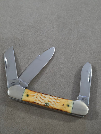 1991 Case XX Classic Gunboat Canoe 6394 Burnt Natural Bone Handles
