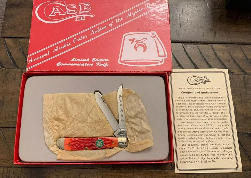 Case XX R207 Mini Trapper Red Bone Shriners Commemorative Knife Limited Sealed