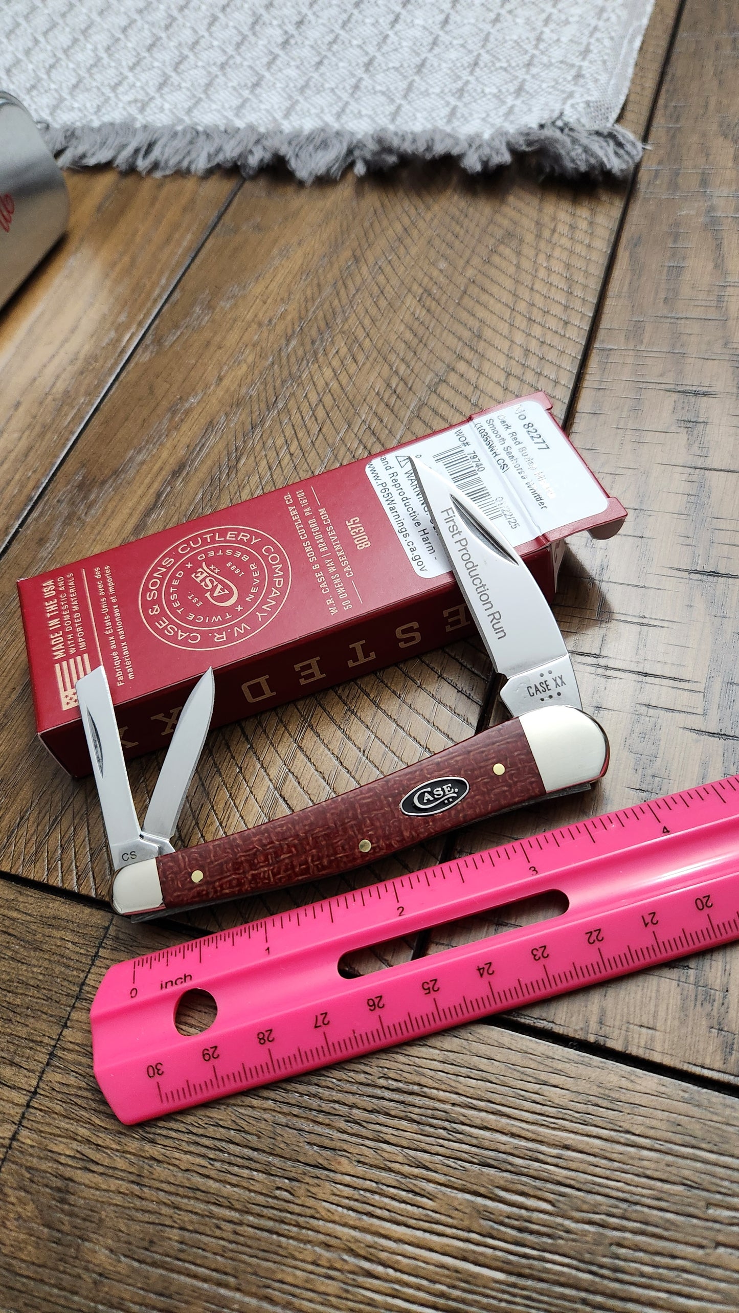 2025 Case XX 6355WH Dark Red Burlap Micarta Seahorse Whittler 82227 First Production Run