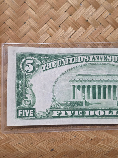 1934 Series A $5 Blue Seal Silver Certificate VF Condition