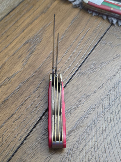 Rough Rider 3 Blade Mini Trapper Red Jig Bone 1st Gen Horseshoe Shield RR430