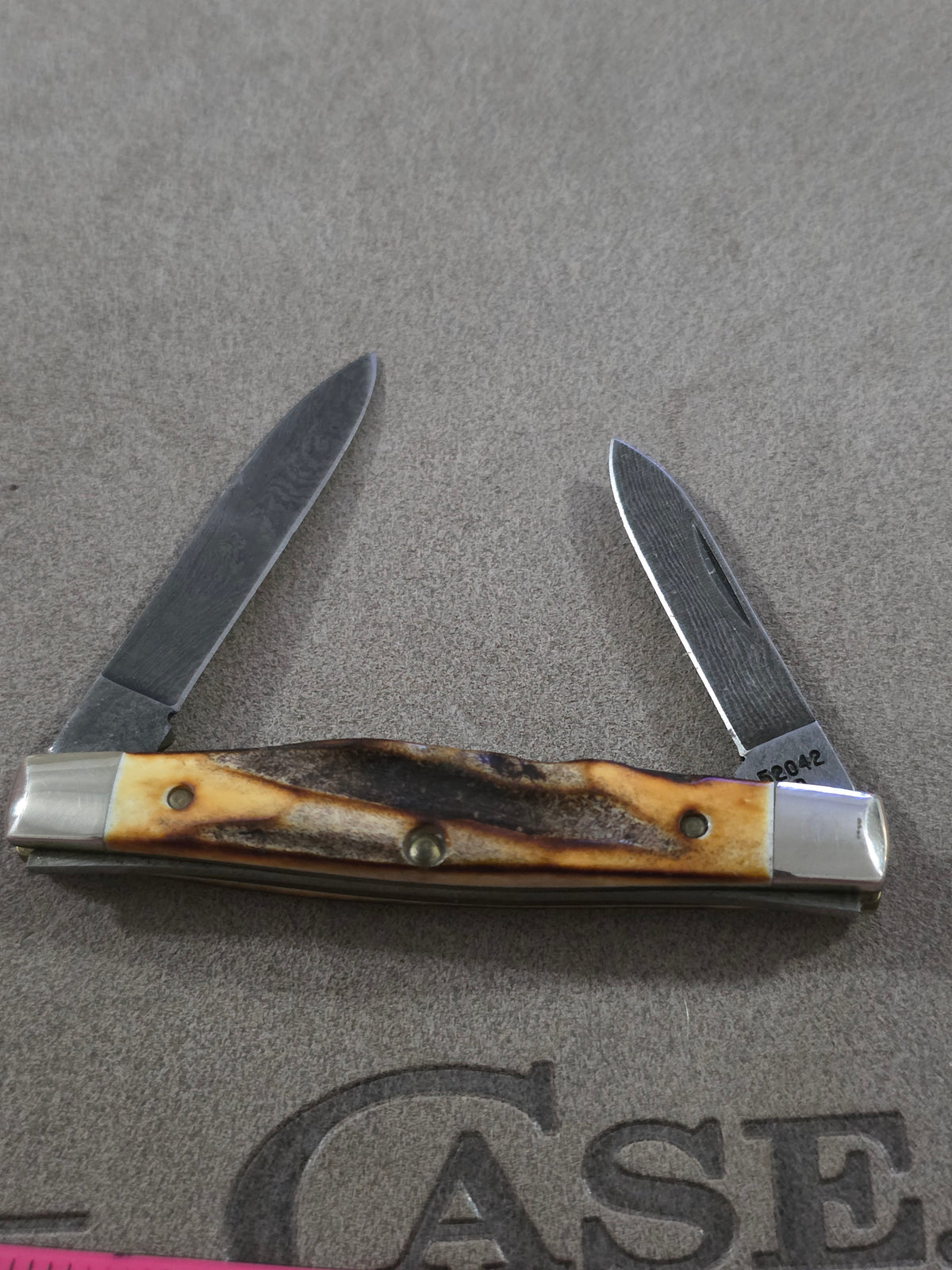 1989 Case XX Stag Pen Knife 52042 with Damascus Steel