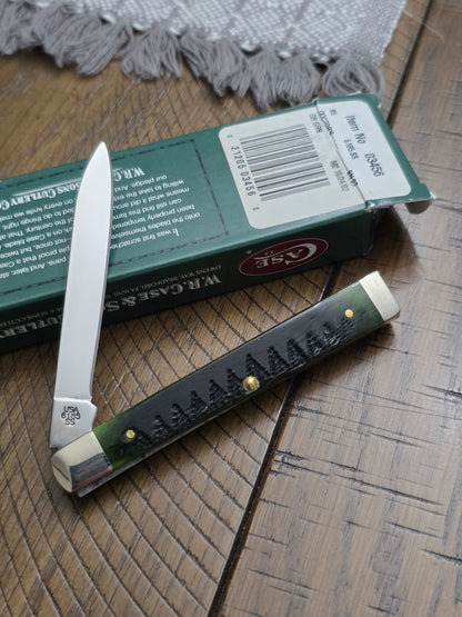 2002 Case XX Doctor's Knife Christmas Tree Jig Handles Spruce Tree Dark Green 03456