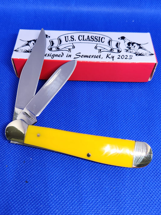 US Classic Copperhead Yellow Synthetic 2 Blade Slip Joint Pocket Knife 70Y