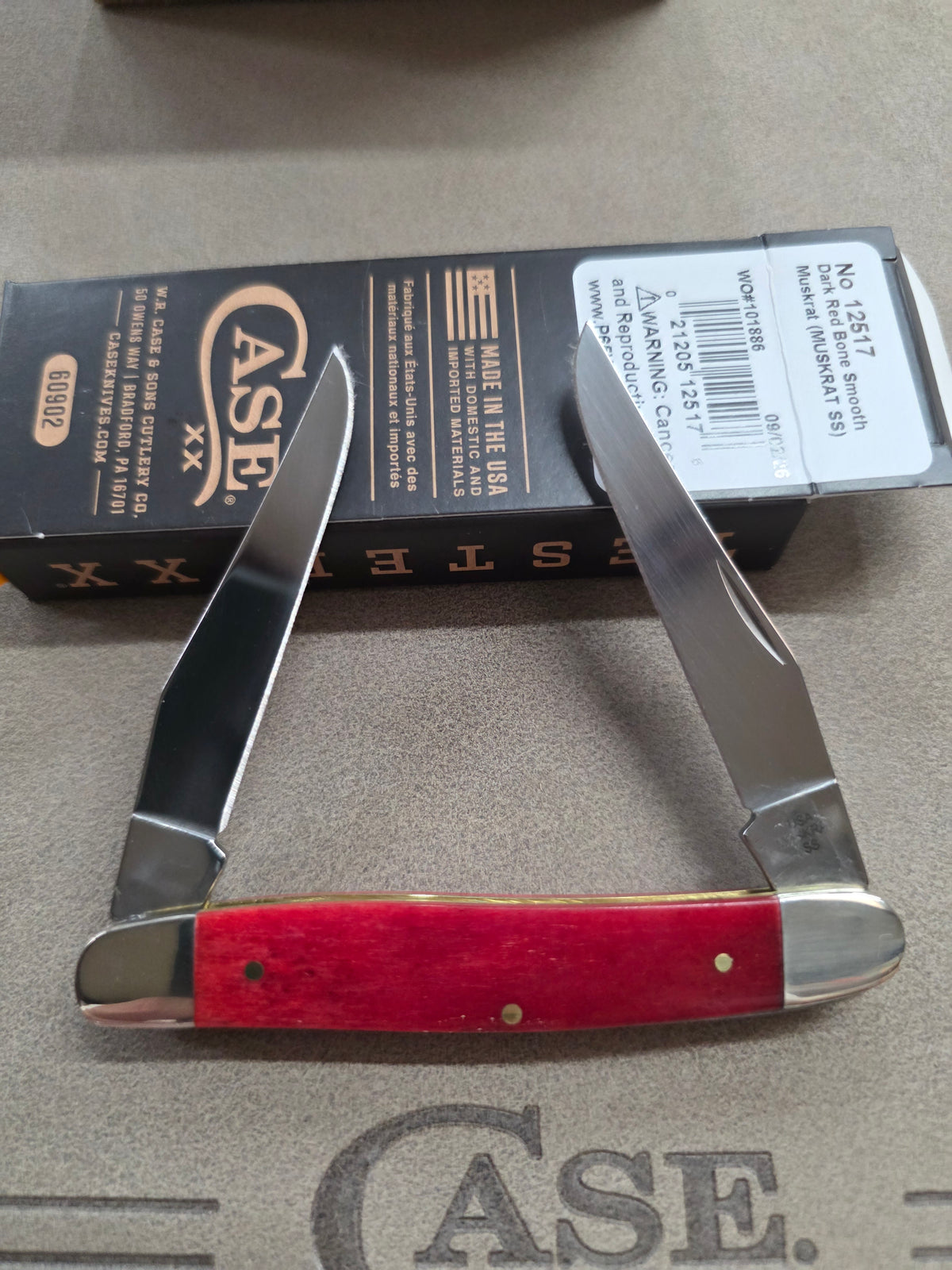 2026 Case XX Red Smooth Bone Handle Muskrat SFO XX Shield 12517