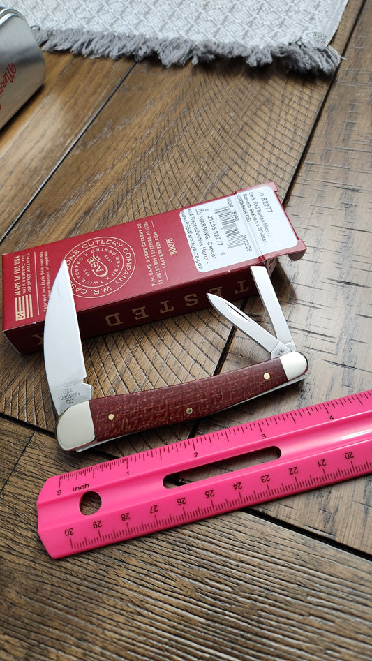 2025 Case XX 6355WH Dark Red Burlap Micarta Seahorse Whittler 82227 First Production Run