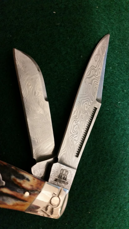 Rough Ryder RR2160 Couteau Stockman, Damas, manches cerf en os de cannelle