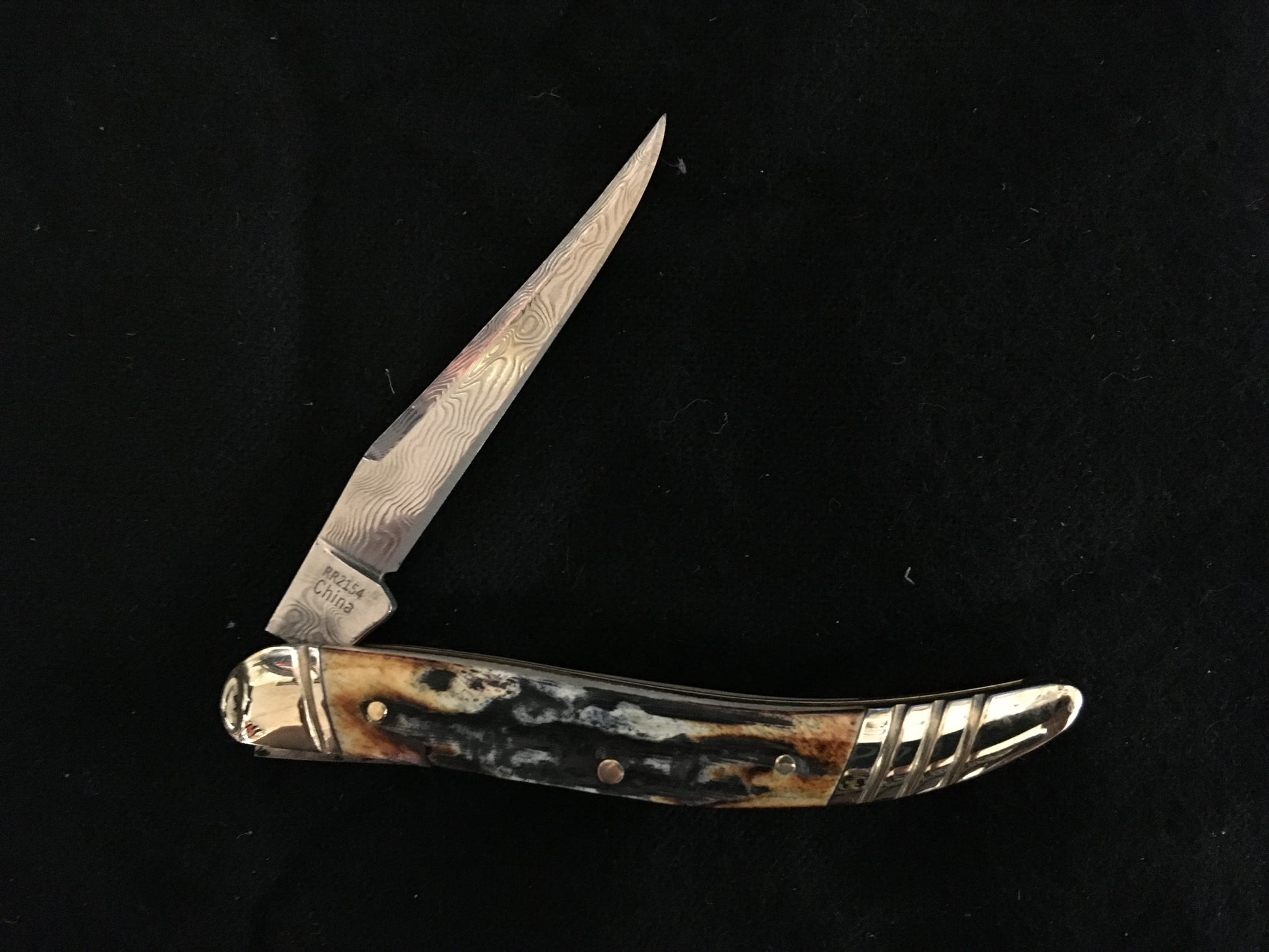 Rough Rider Doctor's Knife Cinnamon Stag Damascus